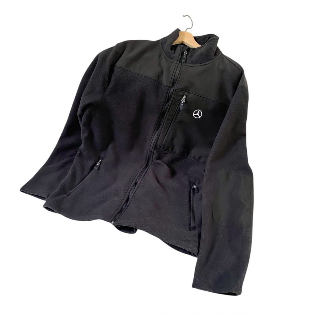 MERCEDES-BENZ USA COLLECTION MENS BLK FULL-ZIP WAFFLE GRID FLEECE JACKET XL NWOT - Picture 3 of 14